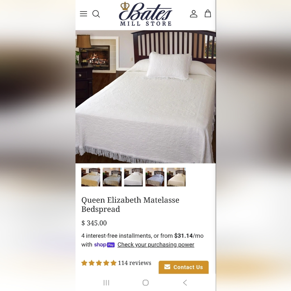 Bates Queen Elizabeth Cream Matelassé Bedspread